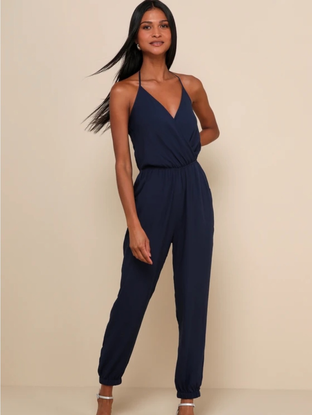 Navy Blue Halter Jumpsuit for Women